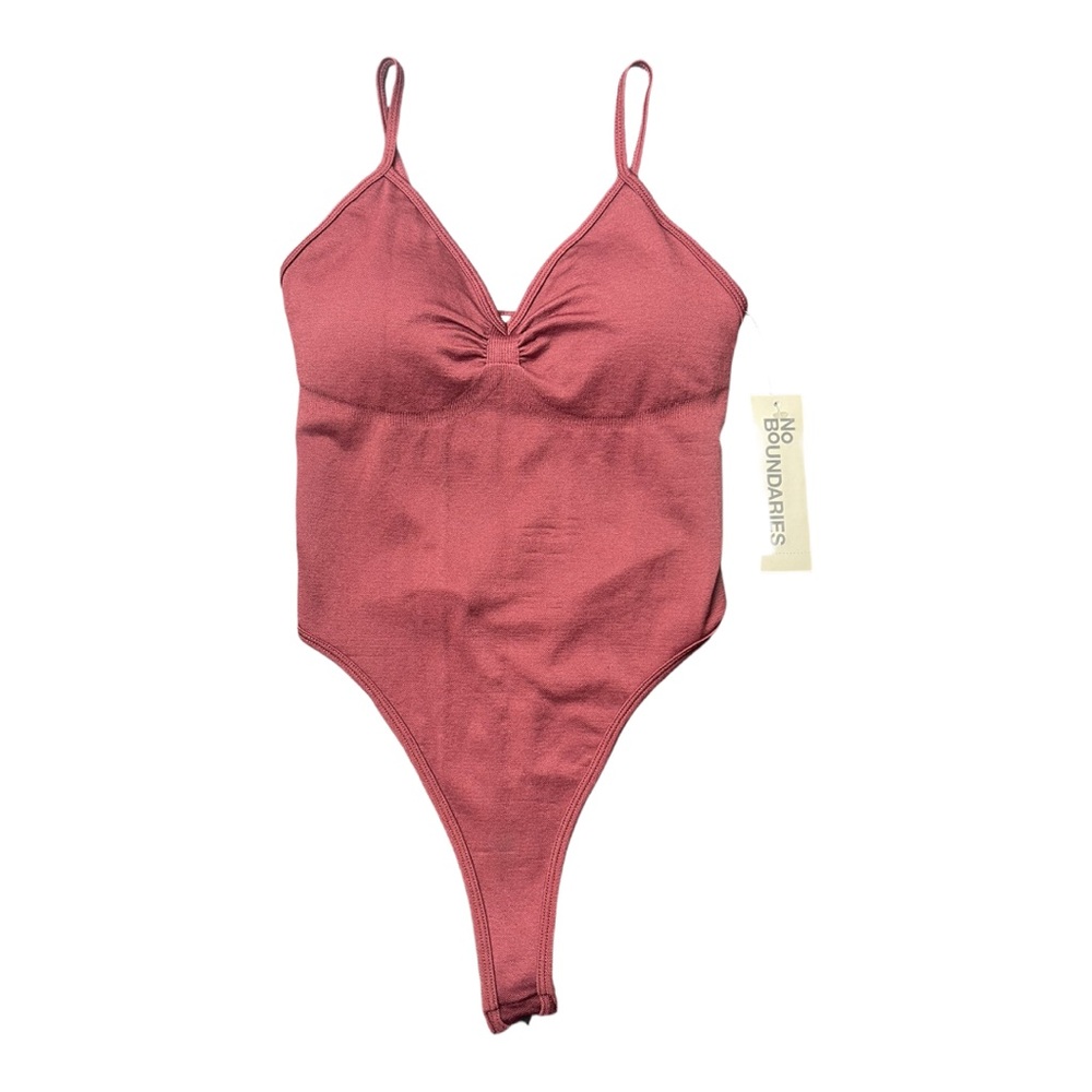 NWT No Boundaries Seamless V-Neck Bodysuit Maroon XS